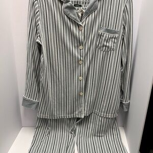 Laura Ashley Gray Striped womens Pajama Set